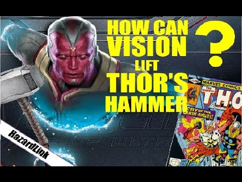 How did Vision lift Thor hammer?