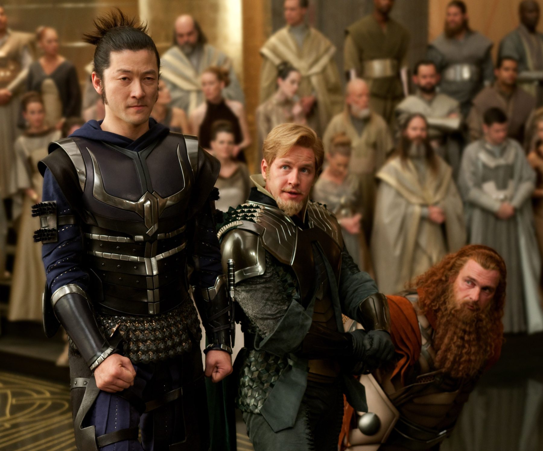 What are the Warriors Three gods of?