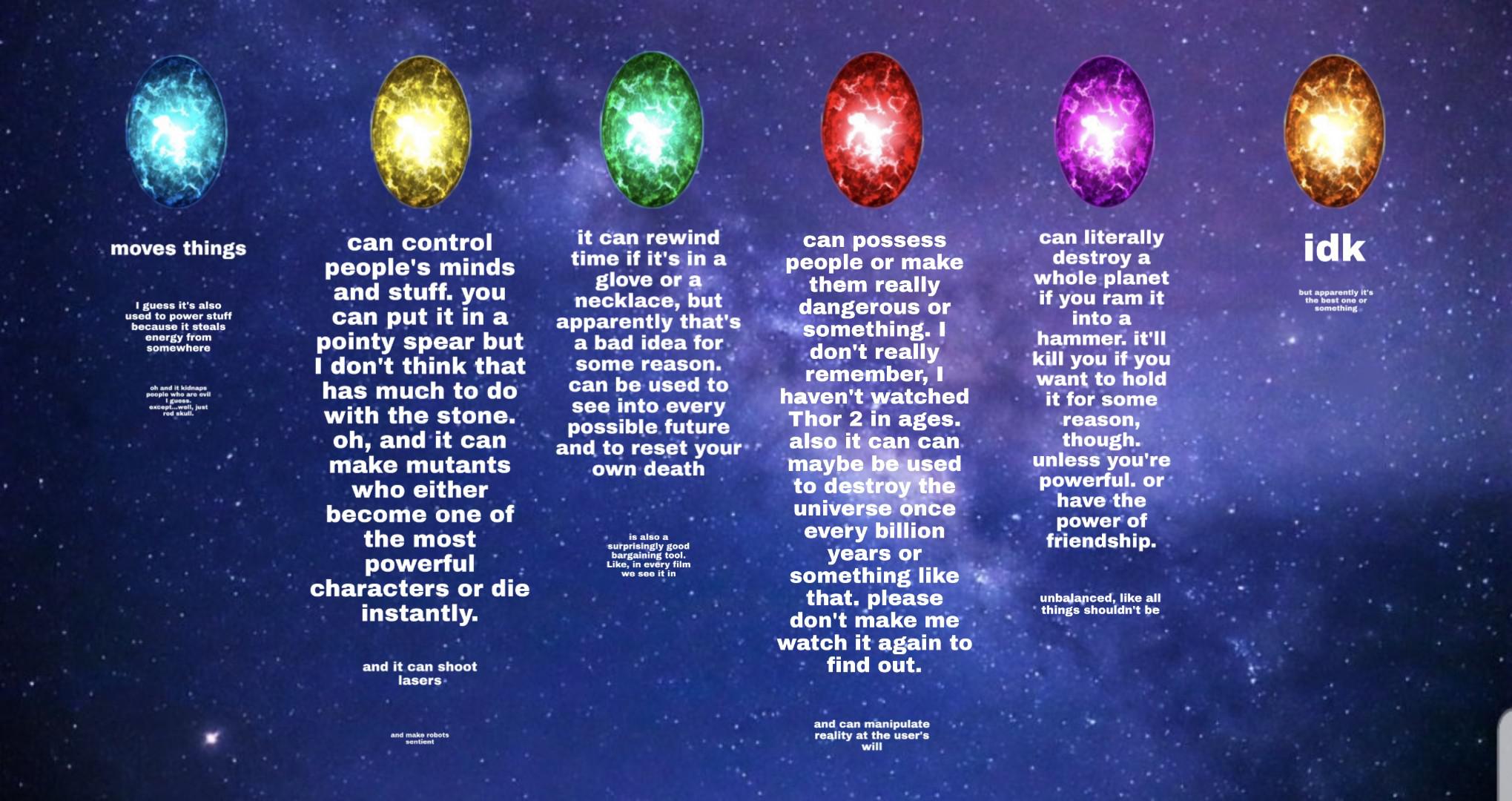 What are the powers of all Infinity Stones?