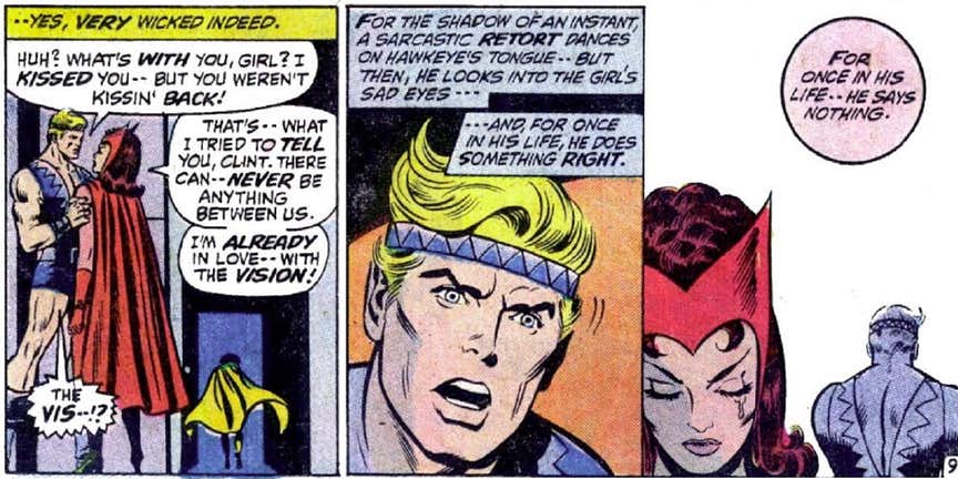 What is the relationship between Scarlet Witch and Hawkeye?
