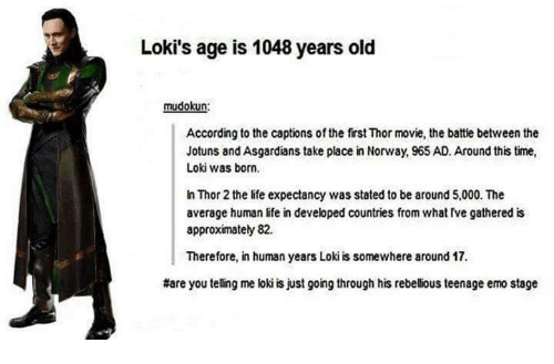 When was Thor born in human years?