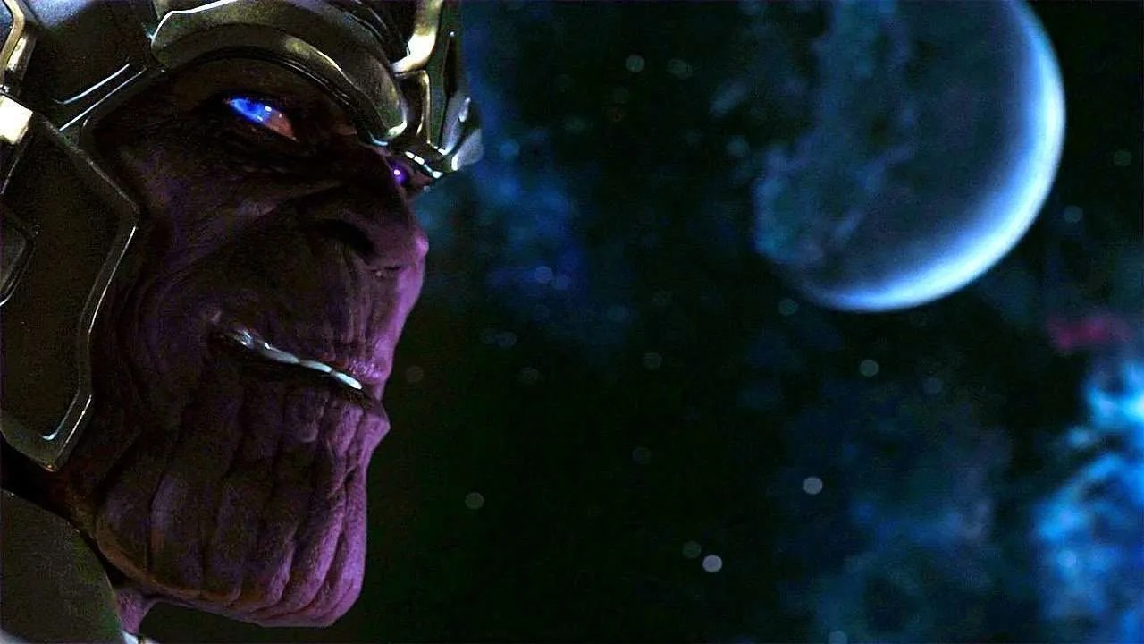 Why does Quill called Thanos grimace?